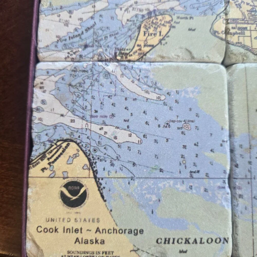 Screen Craft Tile Works Botticino Tumbled Marble Coaster of Alaska Anchorage.